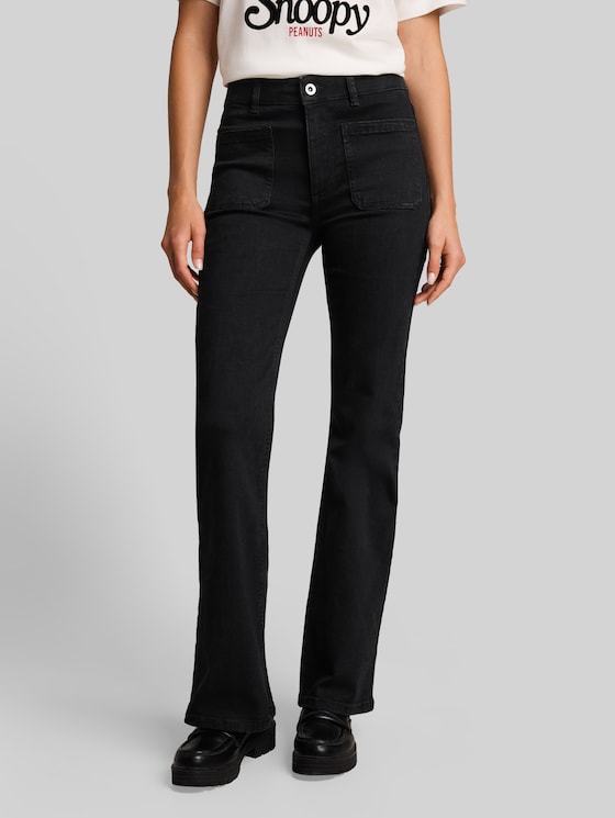 TTSTELLA bootcut jeans with patch pockets - black black denim