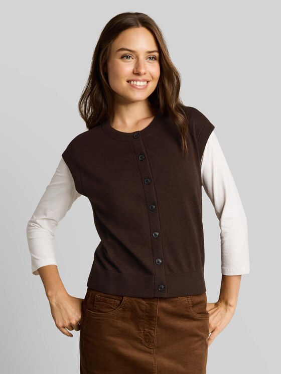 Sleeveless jumper with cashmere blend - java dark brown melange