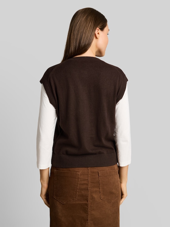Sleeveless jumper with cashmere blend - java dark brown melange