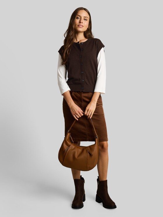 Sleeveless jumper with cashmere blend - java dark brown melange