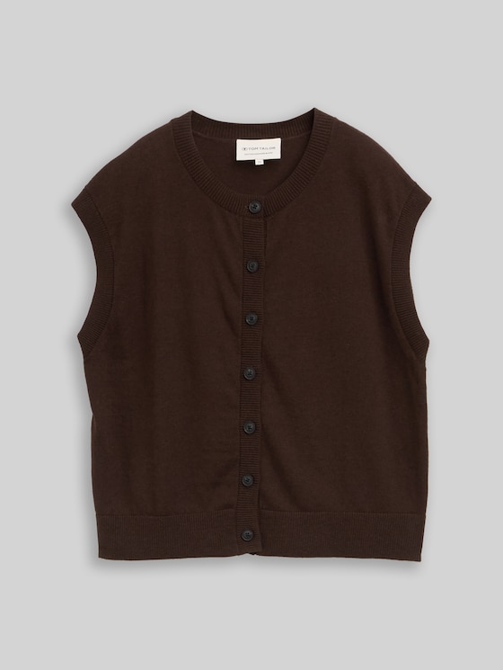 Sleeveless jumper with cashmere blend - java dark brown melange