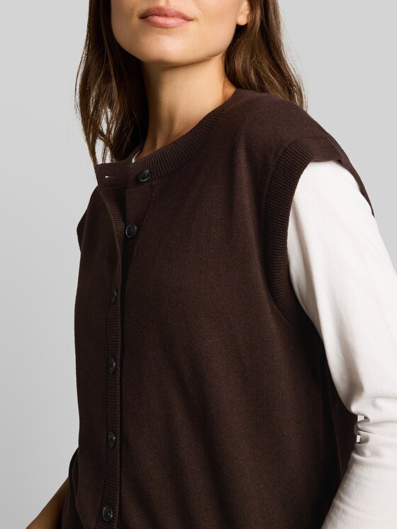 Sleeveless jumper with cashmere blend - java dark brown melange