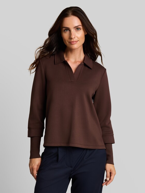Scuba sweatshirt with a 2-in-1 look - java dark brown