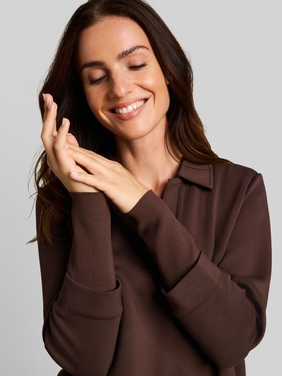 Scuba sweatshirt with a 2-in-1 look - java dark brown