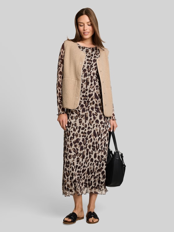 Boxy-fit teddy vest with pockets - Gravel Beige
