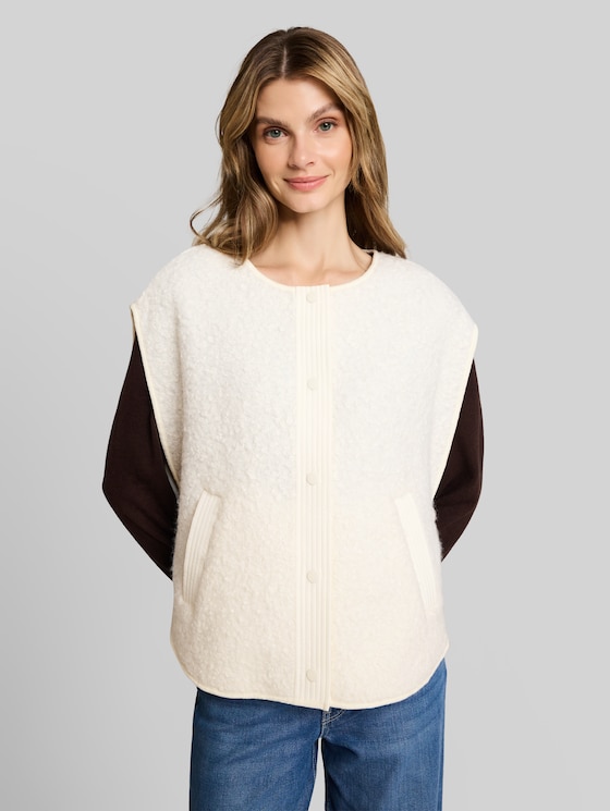Cape-style teddy vest - Whisper White