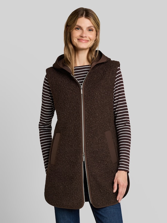 Long-style teddy vest - java dark brown