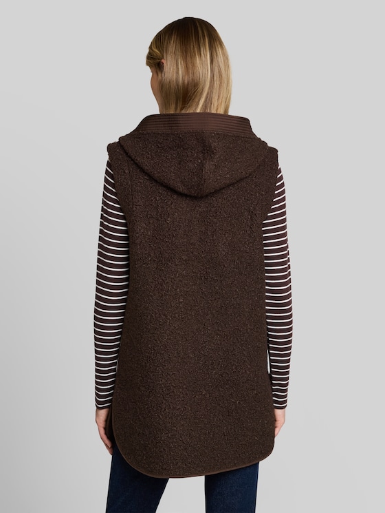 Long-style teddy vest - java dark brown