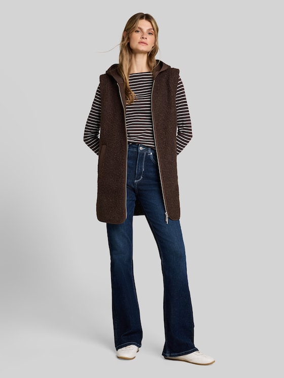Long-style teddy vest - java dark brown