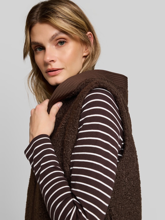 Long-style teddy vest - java dark brown