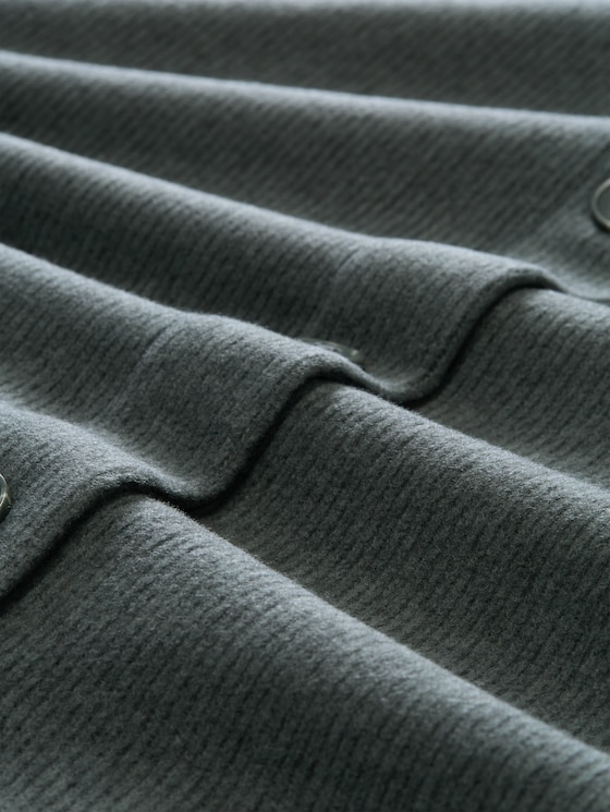 Cosy sweatshirt with decorative button placket - dark olive melange