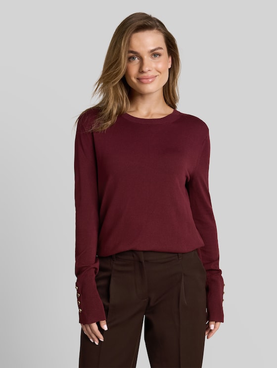 Knitted jumper with button detailing - Preppy Plum