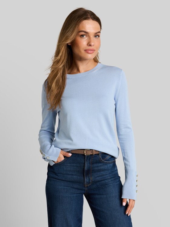 Knitted jumper with button detailing - Kentucky Blue