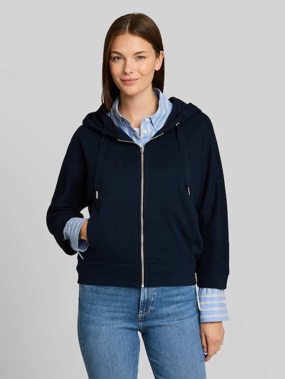 Hooded sweatshirt vest with batwing sleeves - sky captain blue