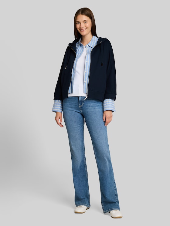 Hooded sweatshirt vest with batwing sleeves - sky captain blue