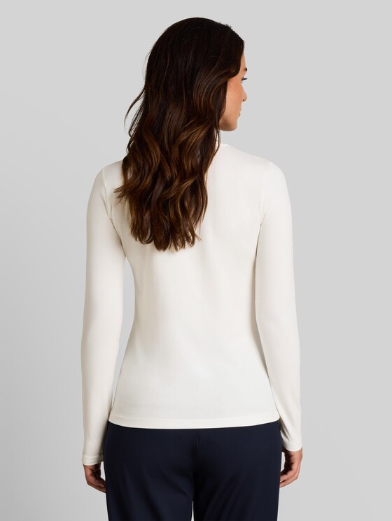 Slim-fit long-sleeved top with logo print - Whisper White
