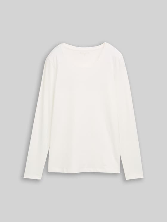 Slim-fit long-sleeved top with logo print - Whisper White