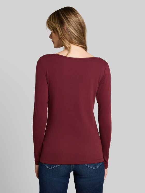Slim-fit long-sleeved top with a boat neck - Preppy Plum