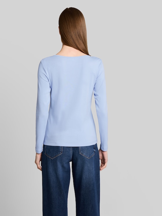 Slim-fit long-sleeved top with a boat neck - Kentucky Blue