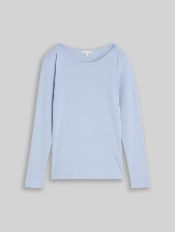 Slim-fit long-sleeved top with a boat neck - Kentucky Blue