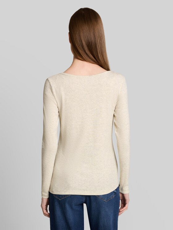 Slim-fit long-sleeved top with a boat neck - whisper offwhite melange