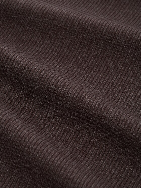 Oversized long-sleeved top with ribbed texture - java dark brown melange
