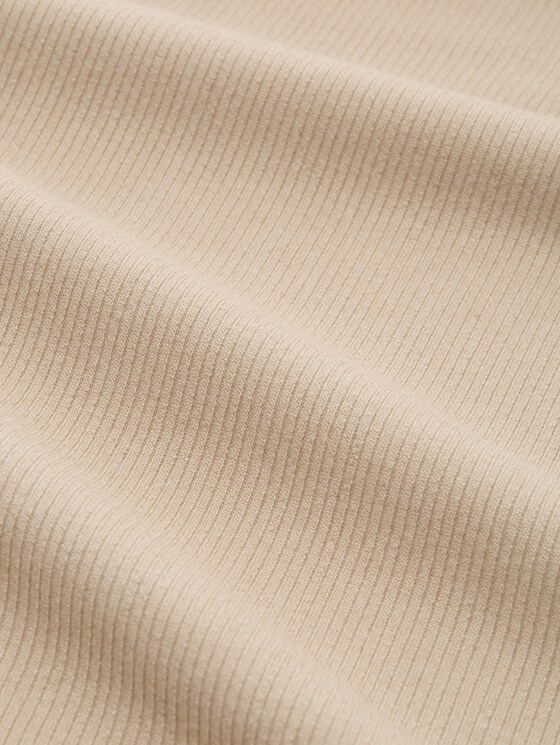 Oversized long-sleeved top with ribbed texture - gravel beige melange