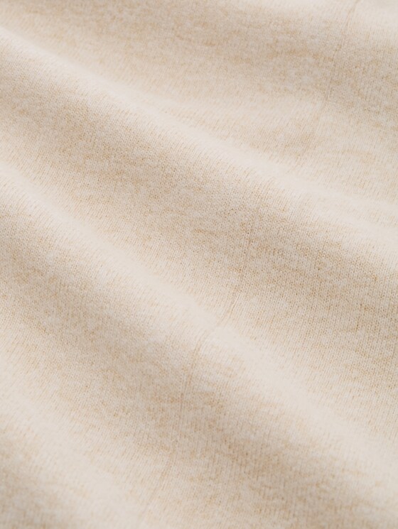 Cosy long-sleeved shirt with V-neck - whisper offwhite melange