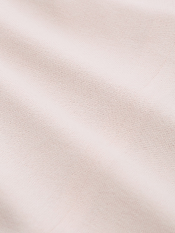 Cosy long-sleeved shirt with V-neck - light pastel pink melange