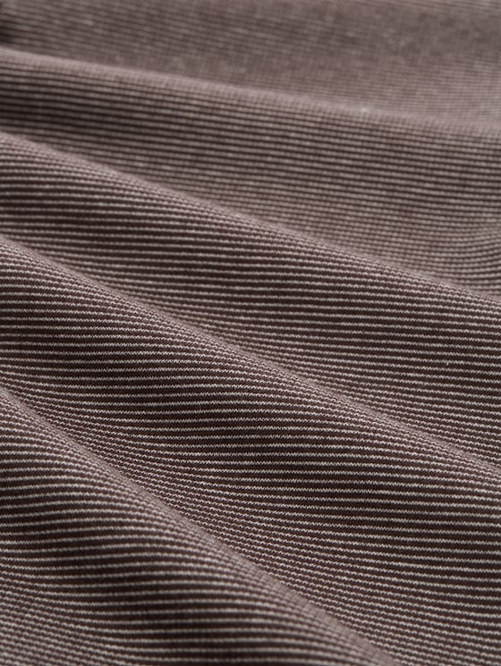 Henley long-sleeved shirt with ribbed texture - java brown offwhite stripe