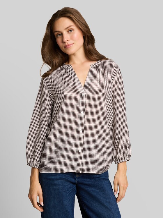 Blouse with pattern - small brown dot print