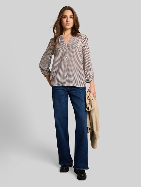 Blouse with pattern - small brown dot print