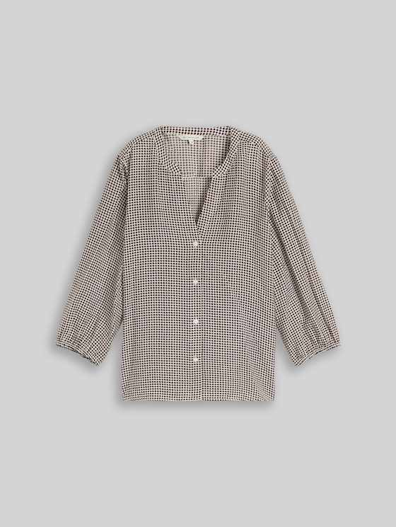 Blouse with pattern - small brown dot print
