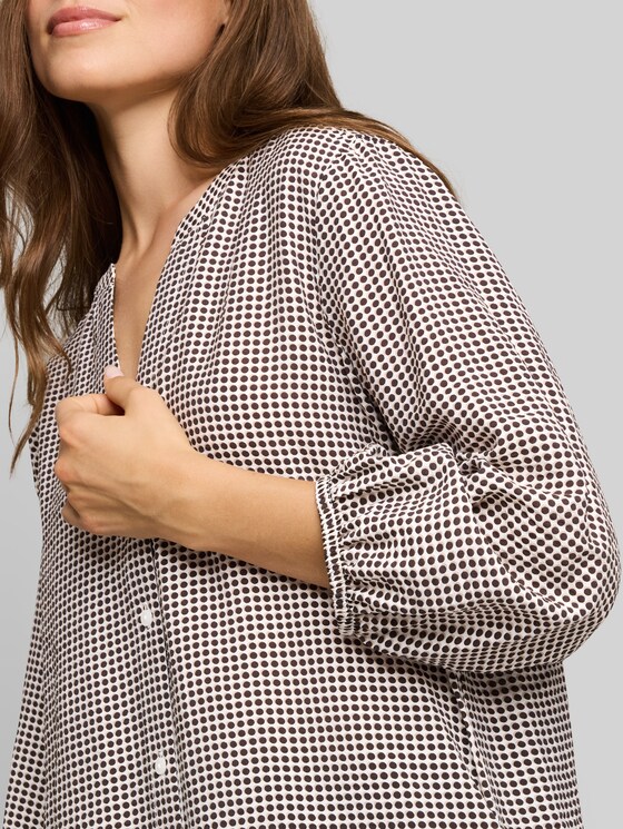 Blouse with pattern - small brown dot print