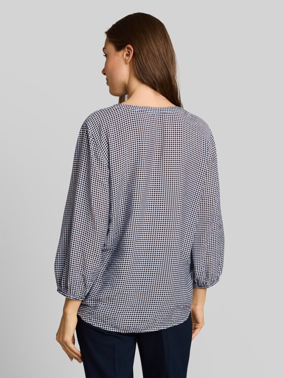 Blouse with pattern - small blue brown dot print