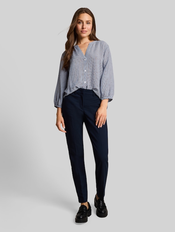 Blouse with pattern - small blue brown dot print