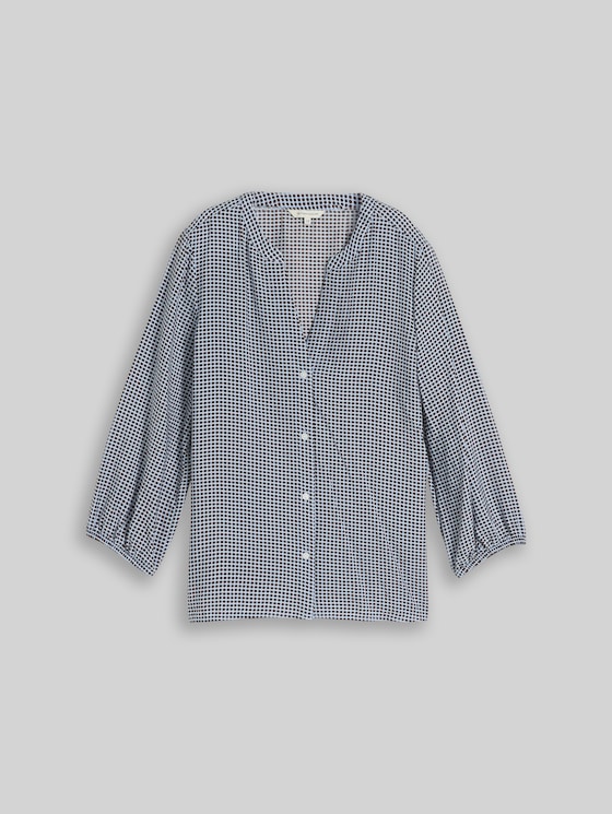 Blouse with pattern - small blue brown dot print