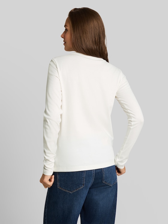 Basic long-sleeved cotton T-shirt - Whisper White