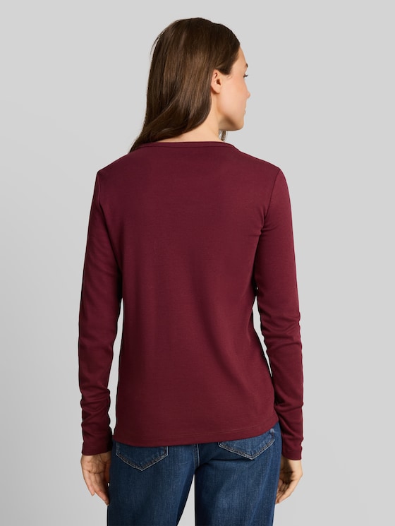 Basic long-sleeved cotton T-shirt - Preppy Plum