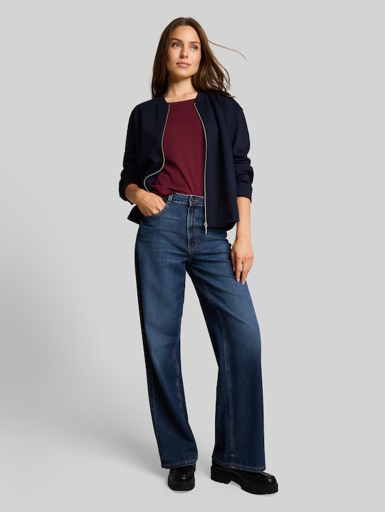Basic long-sleeved cotton T-shirt - Preppy Plum