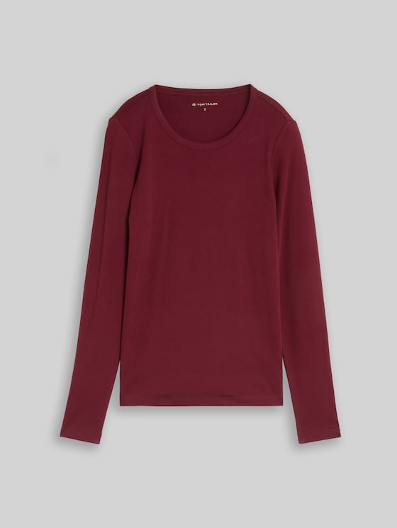 Basic long-sleeved cotton T-shirt - Preppy Plum