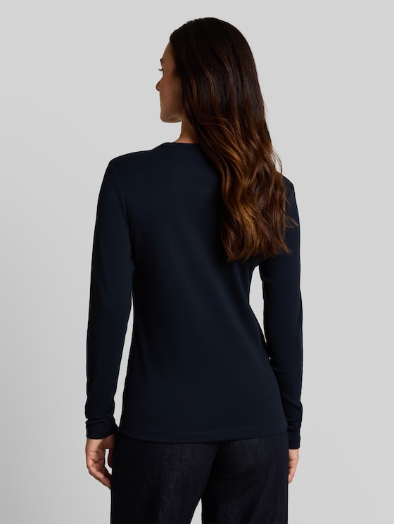 Basic long-sleeved cotton T-shirt - sky captain blue