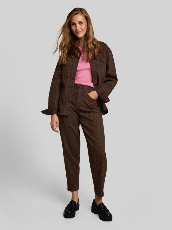 TTADEA BARREL jeans with leopard print - brown black leo