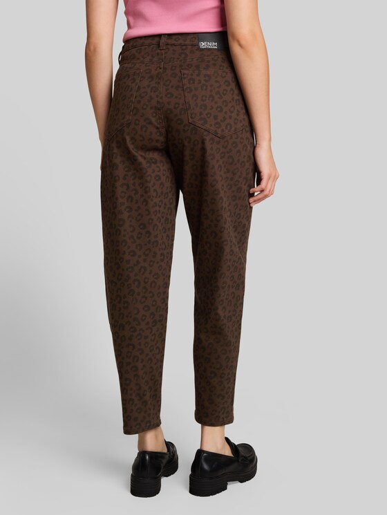 TTADEA BARREL jeans with leopard print - brown black leo