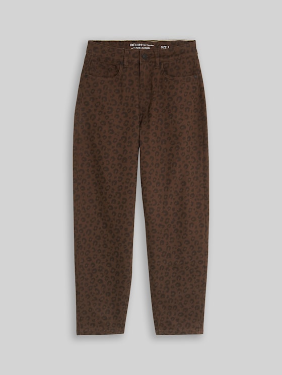 TTADEA BARREL jeans with leopard print - brown black leo