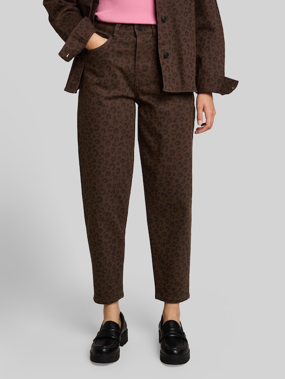 TTADEA BARREL jeans with leopard print - brown black leo
