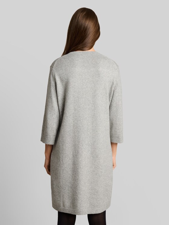 Knitted dress with embroidery - soft grey melange