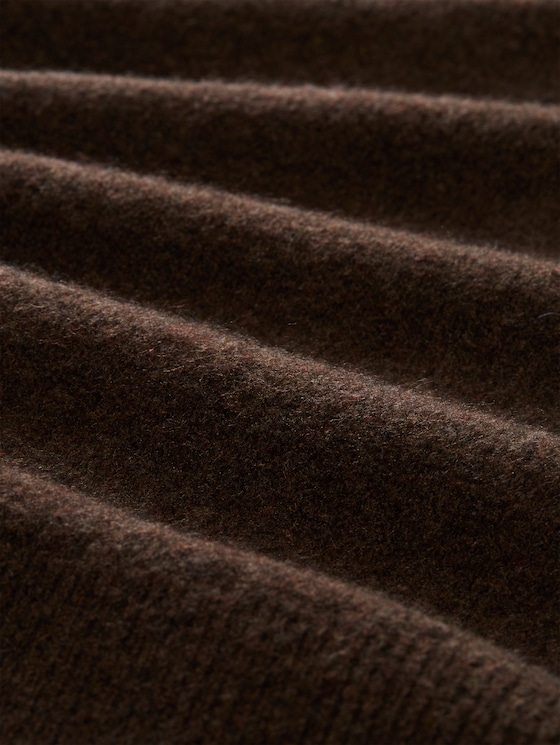 Long-style knitted jumper with wool content - cool dark brown melange