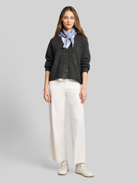Cosy cardigan with wool blend - Shale Grey Melange