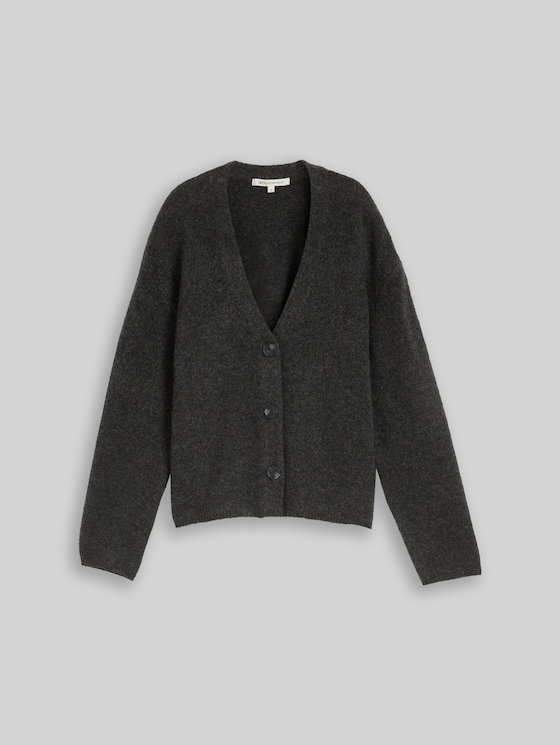Cosy cardigan with wool blend - Shale Grey Melange